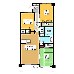 長野電鉄長野線 市役所前駅 徒歩4分の賃貸マンション 12階3LDKの間取り