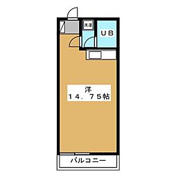 クーフナガノ 3階ワンルームの間取り