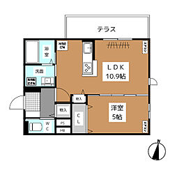 トリシア東和田　Ｅ棟 1階1LDKの間取り