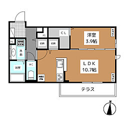トリシア東和田　Ｅ棟 1階1LDKの間取り