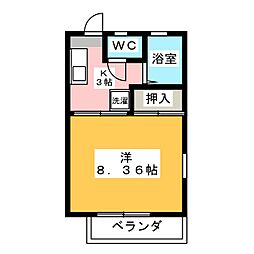 レーベン美里　Ｃ棟 1階1Kの間取り