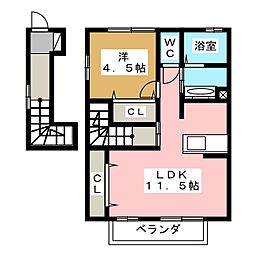 Casa de coral 2階1LDKの間取り