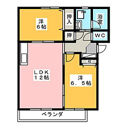 グランデ神田　A棟 2階2LDKの間取り