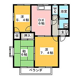 パストラルハイム　Ｃ棟 2階3DKの間取り
