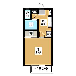 フォーダイヤモンズタウン　Ｆ棟 1階1Kの間取り