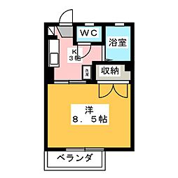 エステートＡＹＡ　Ａ棟 1階1Kの間取り