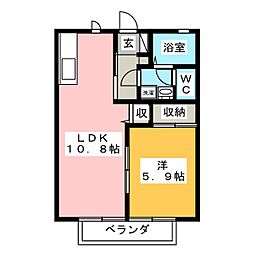 セフィラひまわり 2階1LDKの間取り