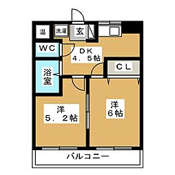 ハイツK2 2DKの間取図画像