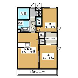 ベルクレール 2LDKの間取図画像