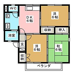 ハイライズ大津A 3DKの間取図画像