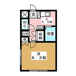 サンディ若里コーポ 1Kの間取図画像