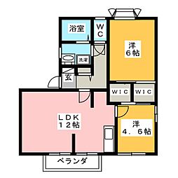 メゾンクレール原2B 2LDKの間取図画像