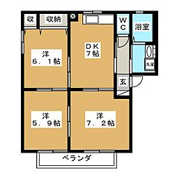 ラフィネB 3DKの間取図画像