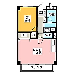 プリエール・ド・リラ 1LDKの間取図画像