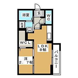 コラージュくりた 1LDKの間取図画像