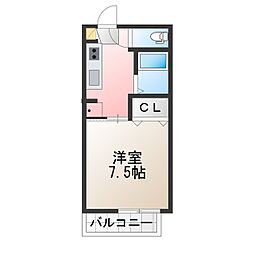 フレグランスしんC 1DKの間取図画像