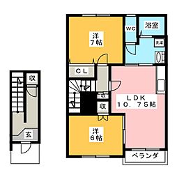 ピュアハート・K 2LDKの間取図画像