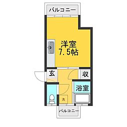 前田アパート ワンルームの間取図画像