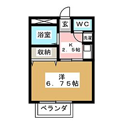 インペリアルパレス 1Kの間取図画像