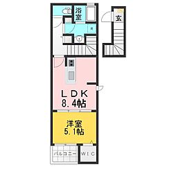 レインボー 1LDKの間取図画像