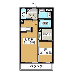 アクアコート 1LDKの間取図画像