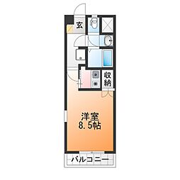 ルート南向A 1Kの間取図画像