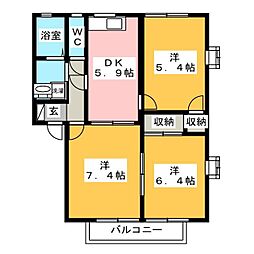 パストラルハイムNW・B 3Kの間取図画像