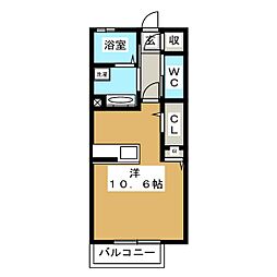 ブライト・フルール ワンルームの間取図画像