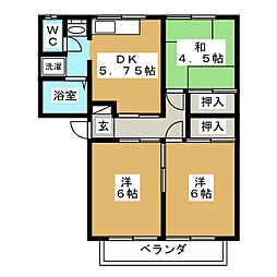 ハイツ堀内A棟 3DKの間取図画像