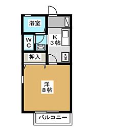 アドバンスエイト 1Kの間取図画像