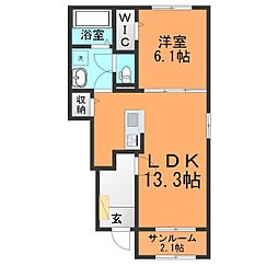 ルシエール 1LDKの間取図画像