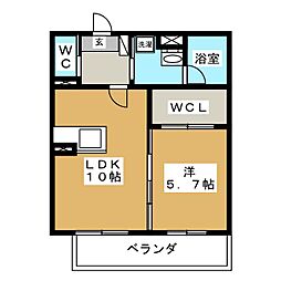 クイーンズ・S 1LDKの間取図画像