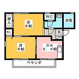 フレグランスひがのE 2DKの間取図画像