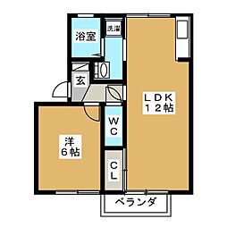 クレープマートル 1LDKの間取図画像