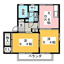ディアスりんどうB 2Kの間取図画像