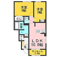 ベルデ・S 2LDKの間取図画像