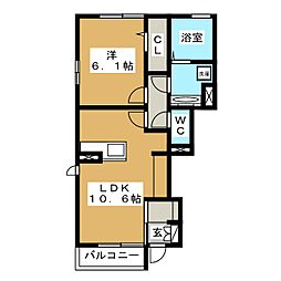メゾン・ド・クーネル 1LDKの間取図画像