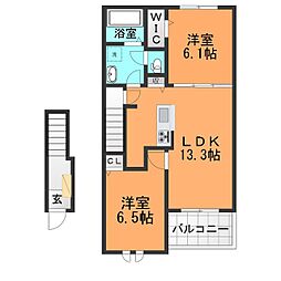 ヴィジェール 2LDKの間取図画像