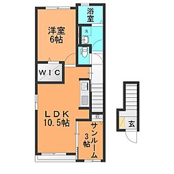 シエル 1LDKの間取図画像