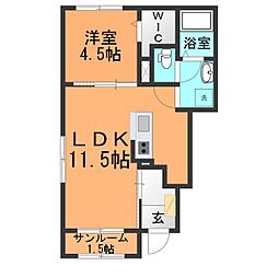 カーザ レガーメ 1LDKの間取図画像