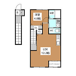 長野市安茂里小市2丁目アパート 1LDKの間取図画像
