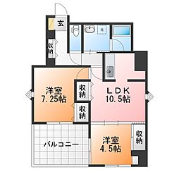 センターウイング 2LDKの間取図画像