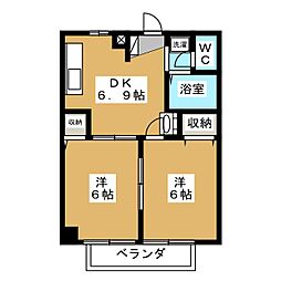 ニルヴァーナK 2DKの間取図画像