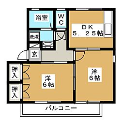 メゾンパーク東和田A 2DKの間取図画像