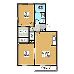 ライジング・エムB 2LDKの間取図画像