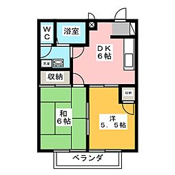 コンフォートK 2DKの間取図画像
