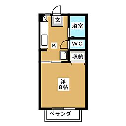 ドリームハウス 1Kの間取図画像