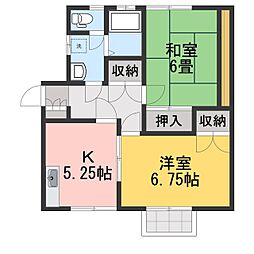 戸根川コーポ 2Kの間取図画像