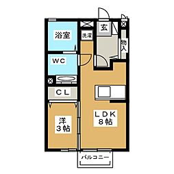 ラシャスト2B 1LDKの間取図画像
