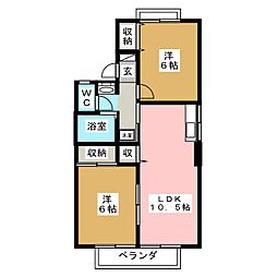 メゾングランパス 2LDKの間取図画像
